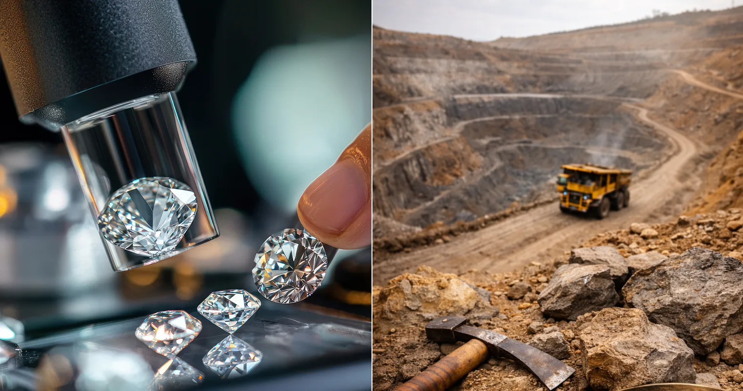 Comparison between lab grown diamonds and natural diamonds